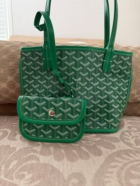 Green Tote with Matching Pouch